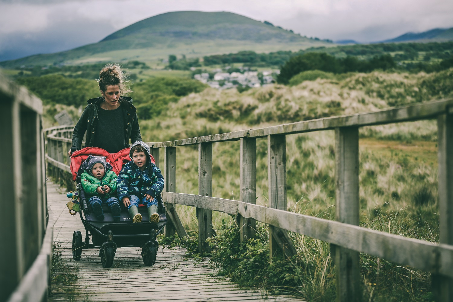 Family on Benar boardwalk